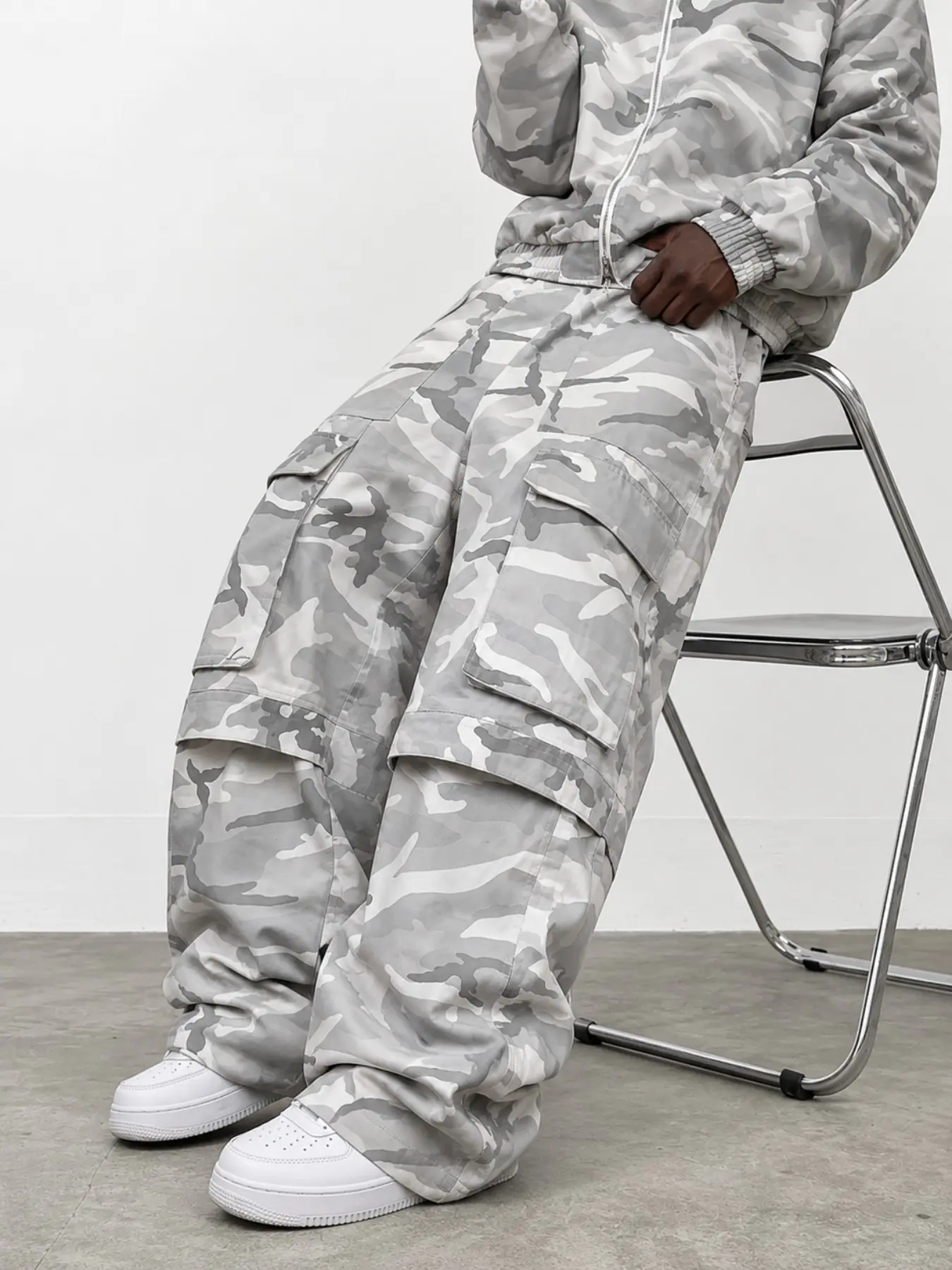 American Vintage Camo Jeans, Camouflage, Large Pockets, Straight Leg Workwear Pants, Cool Vibe Casual Pants, Men's Fashion
