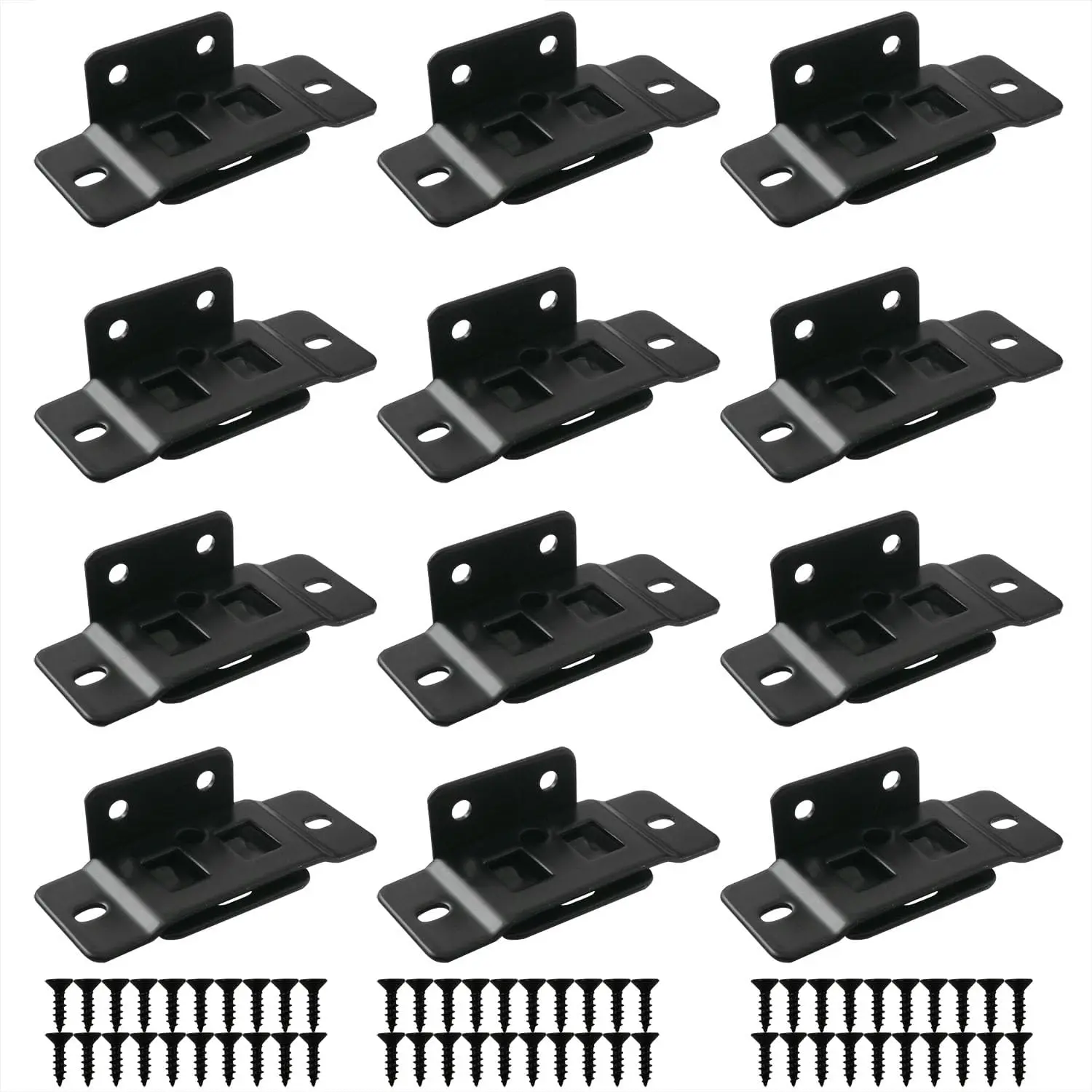 12 count Stainless Steel Furniture Corner Connectors Heavy  Corner Braces Joints with Screws L Shape and Right Angle Quick Install Connector Brackets Removable for Tables and Cabinets Black
