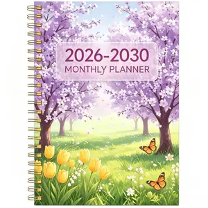 2026-2030 Monthly Planner/Calendar - January 2026 to December 2030, 5-Year Monthly Planner, Purple Tree Flower Themed Cover Design Notebook, Yearly Calendar Planning, Monthly Tabs, 60-Month Calendar, 5.5 x 8.3 inches, Thickened Paper, Elastic Cover, Durab