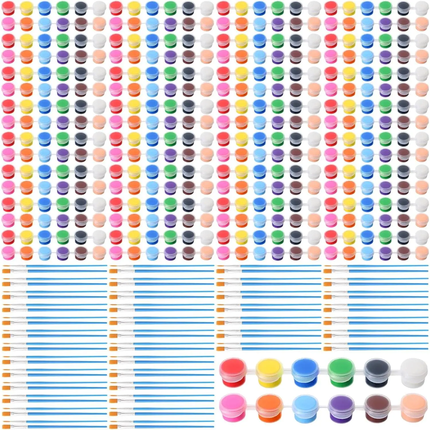 560 Pcs Mini Acrylic Paint Set for Kids 40 Set 12 Colors Washable Paint Strips Bulk 40 Flat Painting Brushes 40 Pointed Brushes Graduation Gift for Adult Classroom Birthday Party(2ML)fidget toys