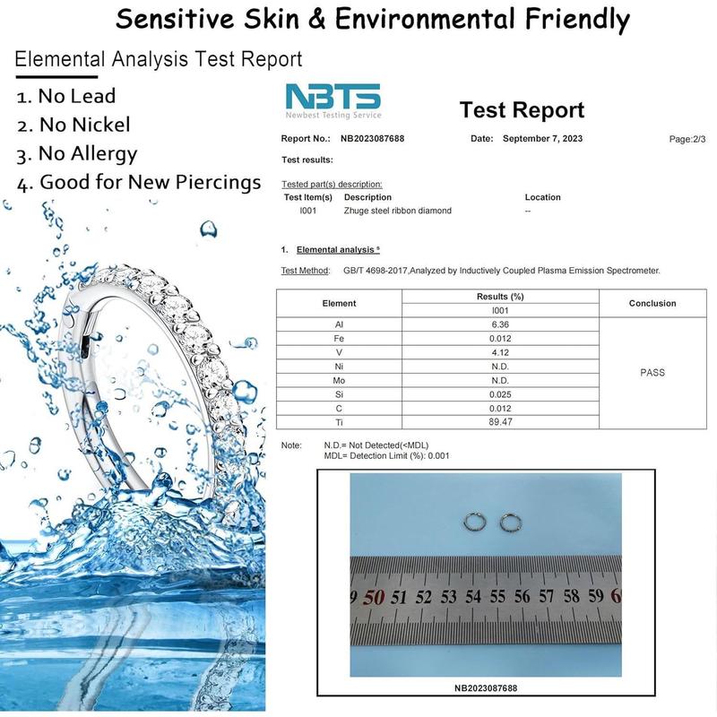 Cassieca 1 Count G23 Titanium Nose Rings Hoops Conch Piercing Jewelry 16G 18G 20G Hinged Segment CZ Paved Clicker Rings for Septum Cartilage Daith Helix Rook Tragus Ear Lobe Earrings for Women Men 6mm/8mm/10mm Daily