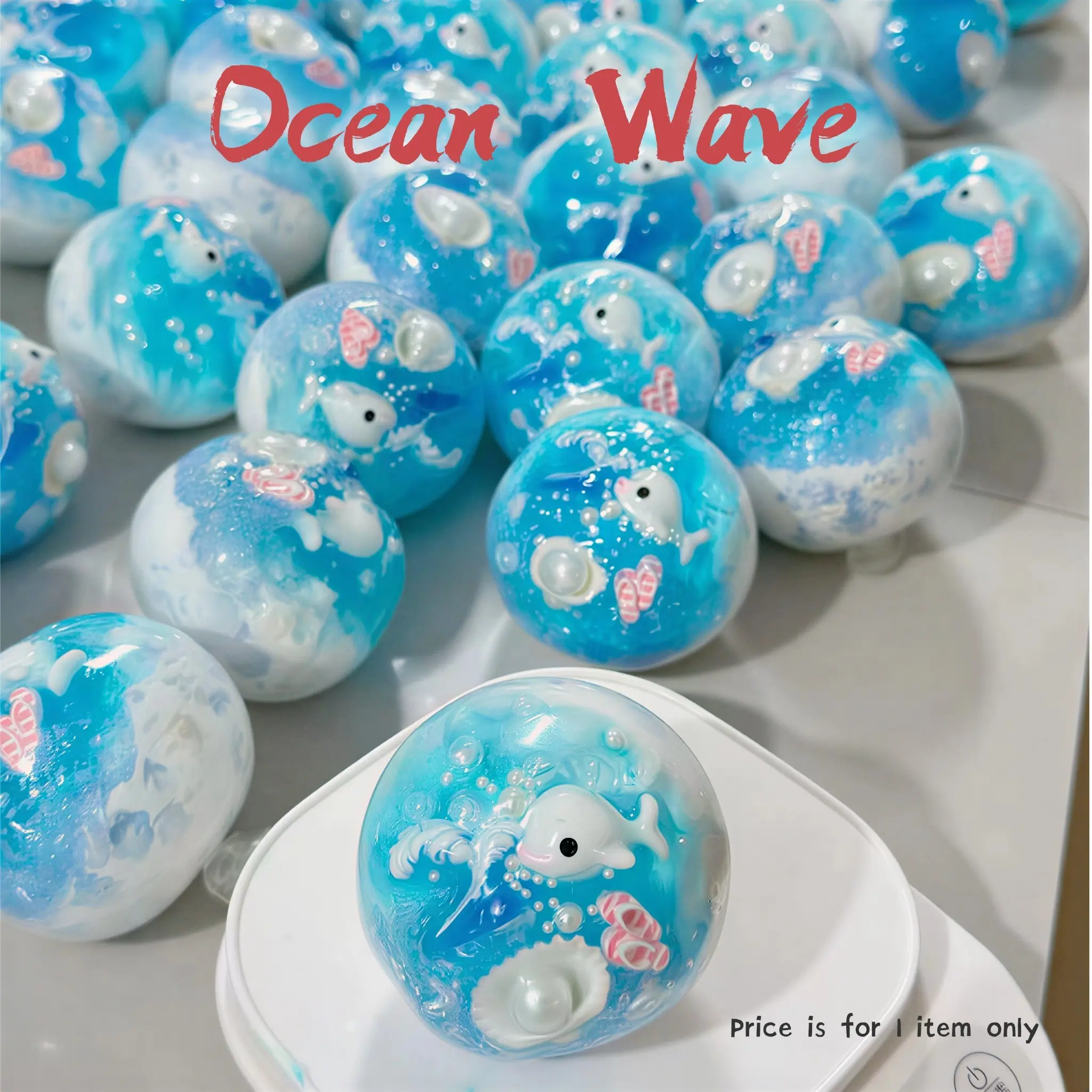 Handmade Ocean Wave Stress Ball, Handmade Stressball, High Aesthetic Value, Luxury Stress Relief Toy, Squishy ASMR Fidget Toy,Ideal Gift for Yourself and Loved Ones, Beach Vibes in Your Hands