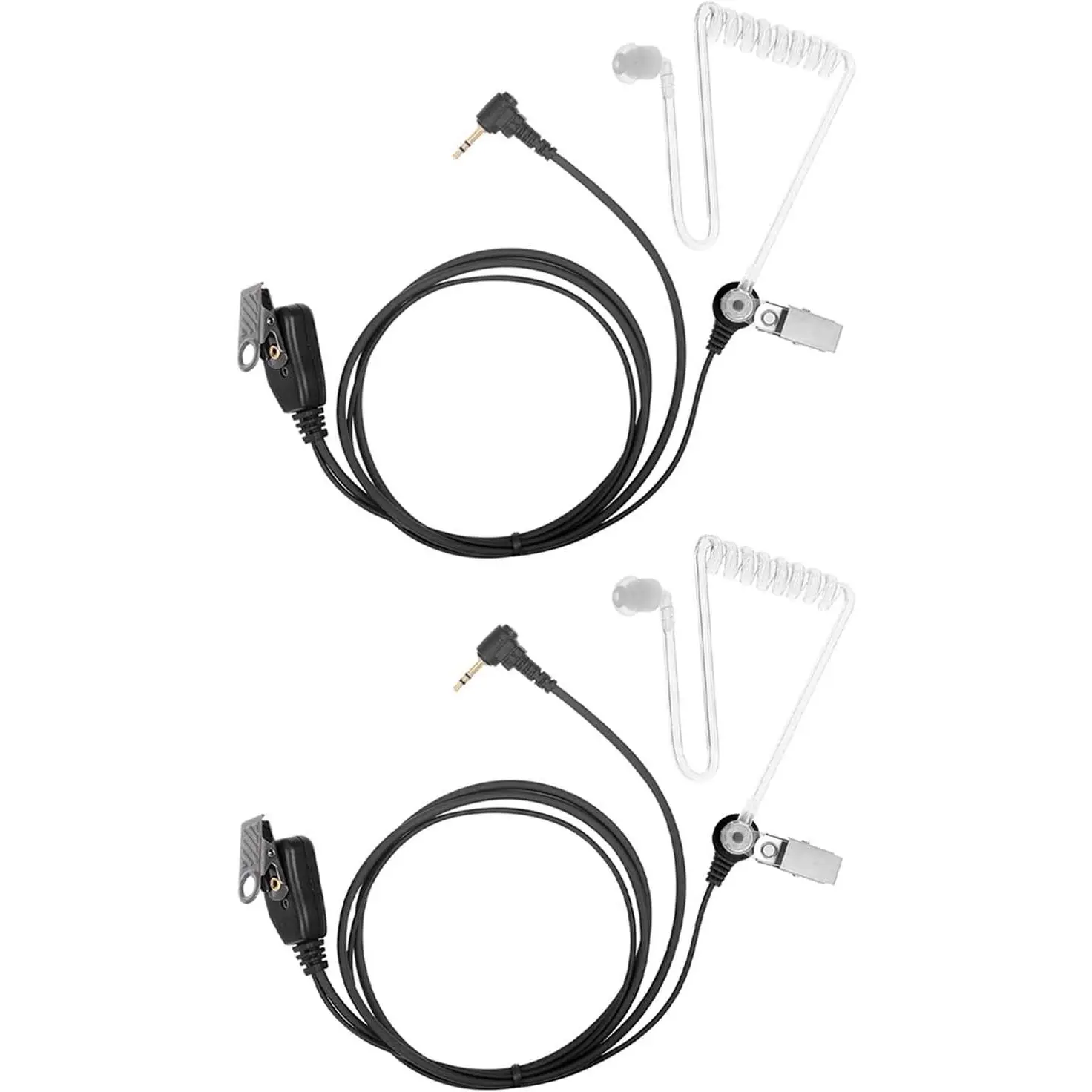 1 Pin 2.5mm Earpiece Headset for Motorola Radio Talkabout T200 T260 T600 T800 MH230R MR350R MT350R Walkie Talkie with Covert Acoustic Tube and PTT mic (2 Pack)