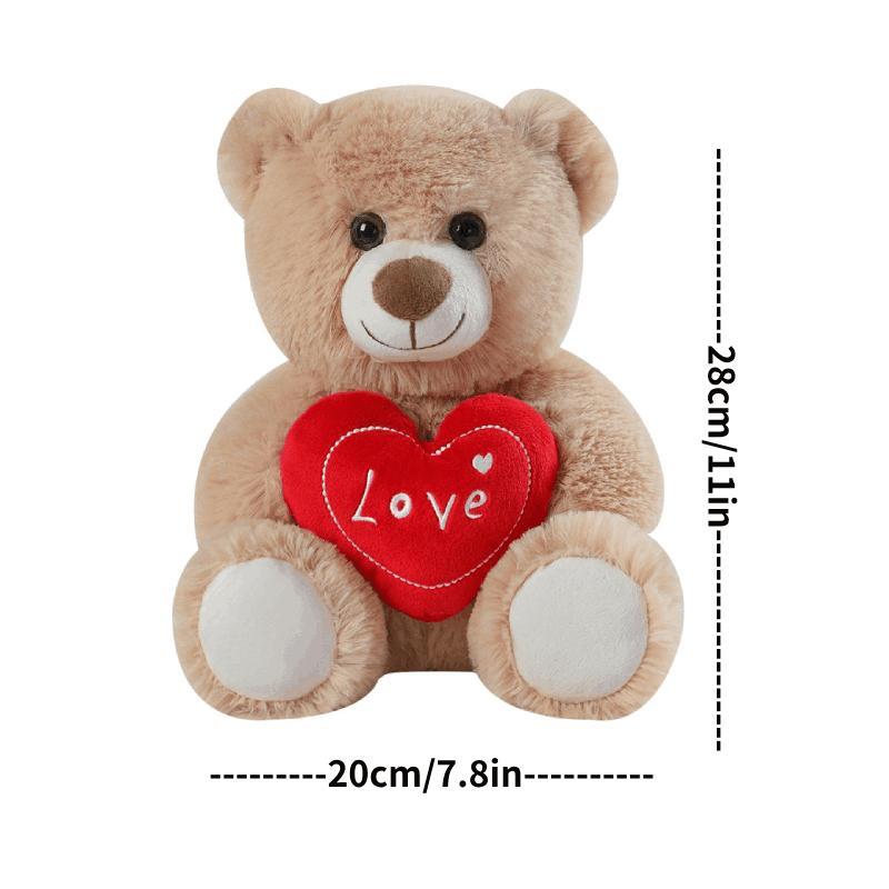Teddy Bear Stuffed Toys with Love Heart Decor, 1 Count Cute Plush Bear Toy, Birthday Gift for Friend and Girlfriends, Love Gift for Mom