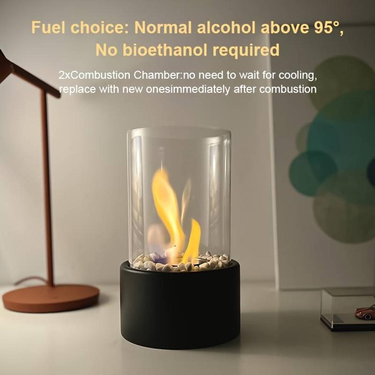 Table Fireplace with Protective Glass, 1 Count Warming Table Fireplace Heater for Indoor and Outdoor Use, Table Decoration and Heating, Balcony Ambiance Decoration, Summer for Gift