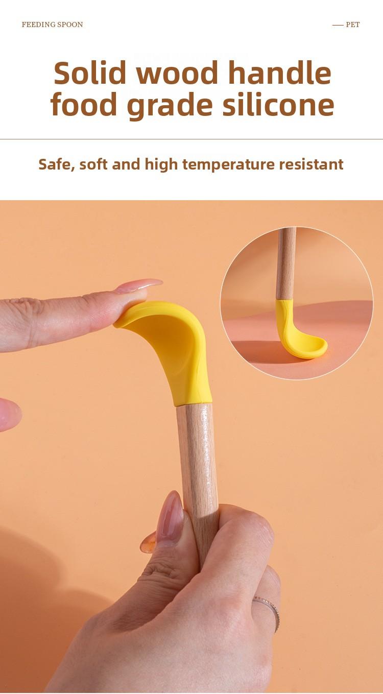 SoPets Pet Food Spoon Silicone Cat Feeding Scoop for Wet Food Canned Food with Wooden Handle Safe Dishwasher Friendly Pet Supplies Automatic Feeder Accessories