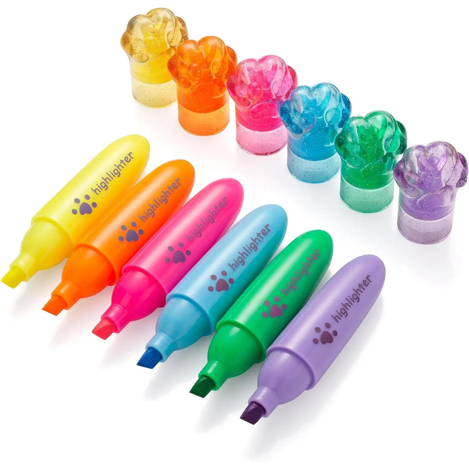 6 Colors Highlighter Markers Pen, Chisel Tip,  highlighters No Bleed, for  Study School, , and Office Use, Teacher Supplies