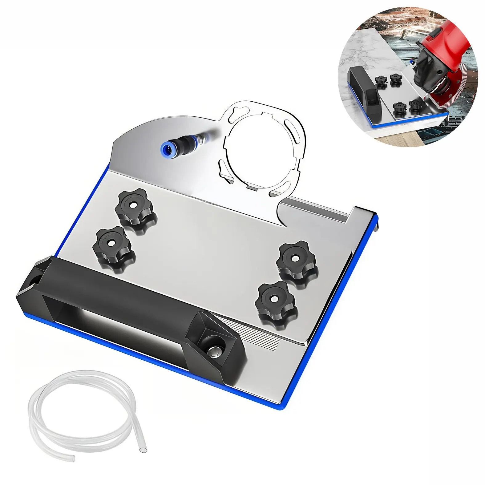 Stainless Steel 45° Angle Cutting Mitre Guide, Anti-Scratch Tile Chamfering Frame with Fine-Tuning Screws, Professional Mitreing Jig Attachment, Tile Chamfering Tool