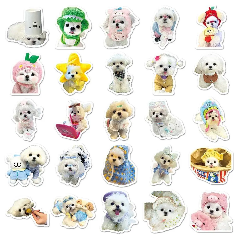 10/30/50pcs Cute Dog Maltese Stickers Waterproof Graffiti Decals DIY Skateboard Phone Guitar Car Kawaii Animal Kid Sticker Gift