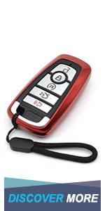 Fit for Ford Edge Explorer Fusion Mustang Expedition F-150 F-250 F-350 F-450 Super Duty Transit-150 250 350 HD Lincoln MKC MKX MKZ Nautilus Red Key Fob Cover Case Accessories NOT FIT Flip Key