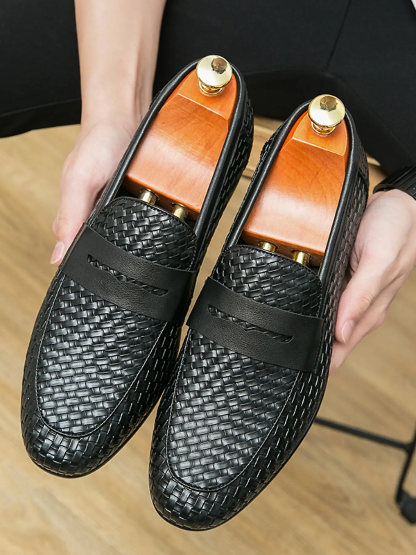 Men's Handmade Loafers, Business British Penny Loafers, Comfortable Anti-Slip Durable, Casual Outdoor Flat Shoes for Daily Use