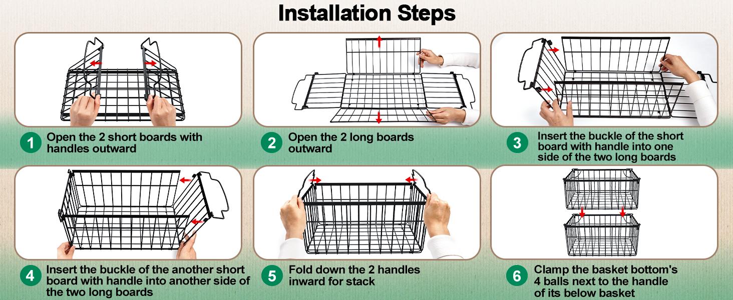 Organizer Bins, 4 Pack Stackable Deep Chest Freezer Organizer Bins, Foldable Baskets with Handles, Black Storage Container Baskets for 5/ 7 Cu.FT Deep Freezer Sort Frozen Meats