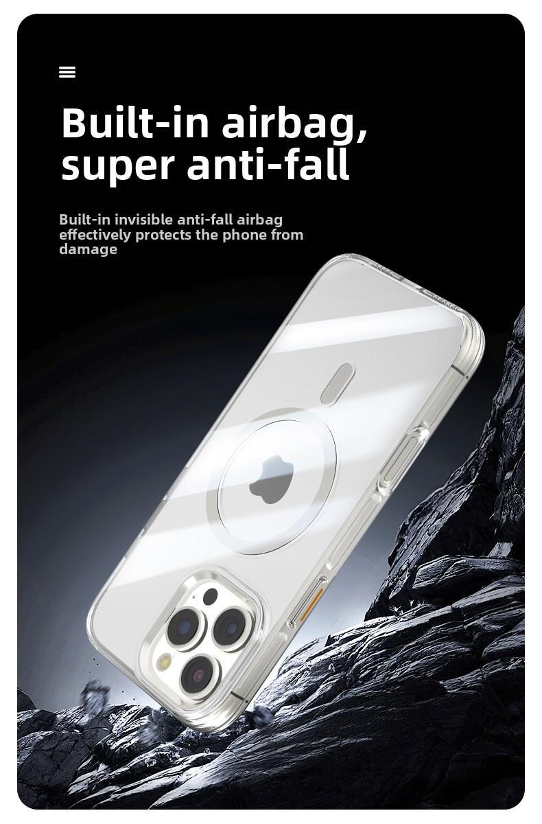Clear Acrylic Magsafe Magnetic Mobile Phone Case for iPhone 17/16/16E/15/14 Plus/13/12/11 Pro Max/X/XS/XSMax, Anti-fall, Thin and Transparent, Airbag Anti-fall Full-cover Hard Protective Phone Cases, Compatible with iPhone 17 Pro Max
