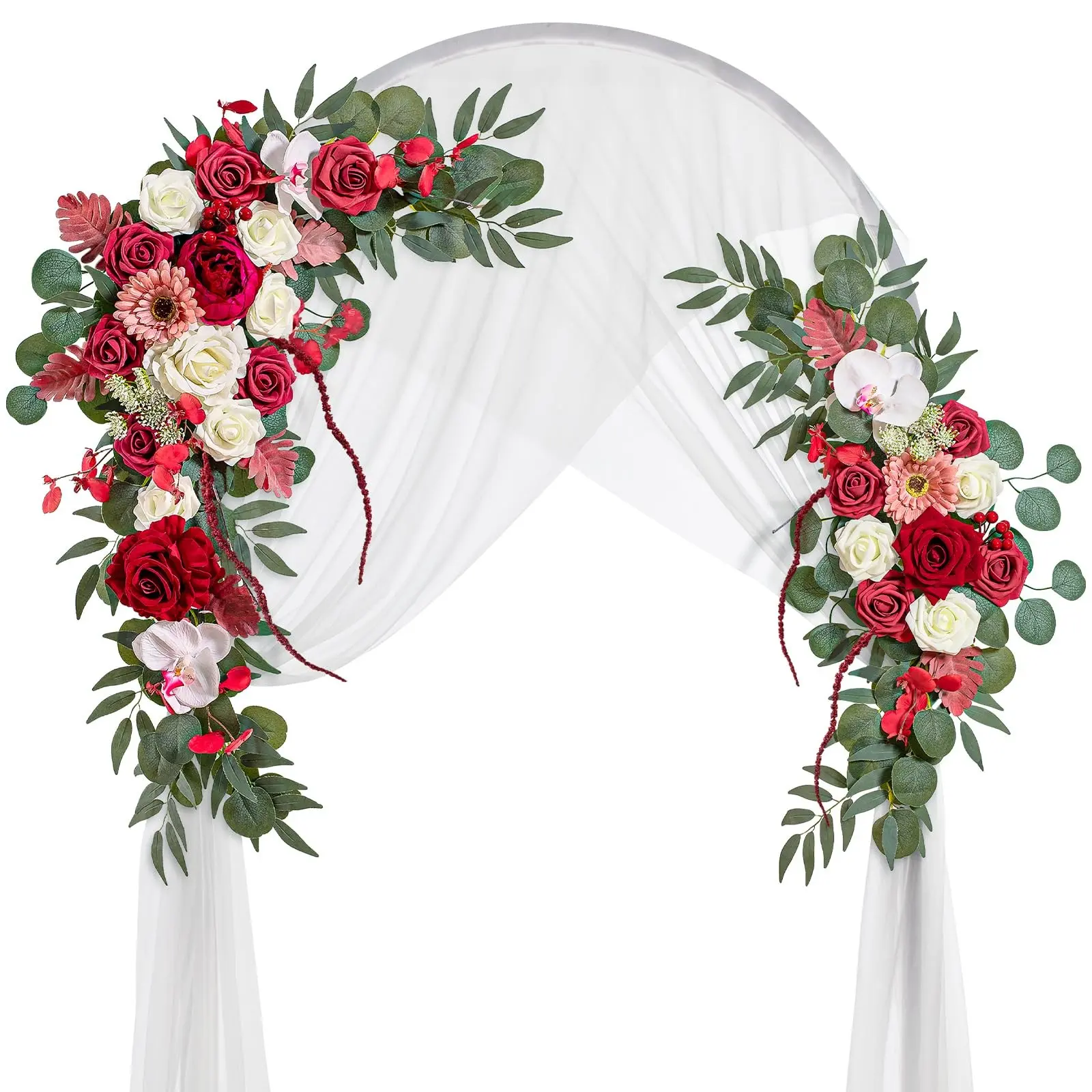 2 Piece Artificial Rose Flowers, Romantic Wedding Arch Decor, Floral Hanging Ornament, Beautiful Dream Wedding Ceremony Decoration, Faux Flower Decorations, Fake Flowers