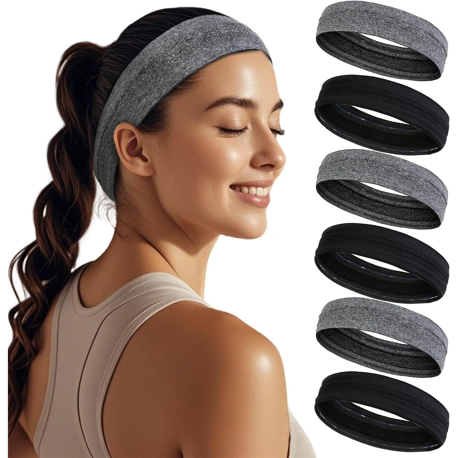 Bands Headbands for Women Non Slip, Workout Headbands with Grip - Women   Bands for Women's Hair,  Wicking Sweatbands for Running Yoga Athletic