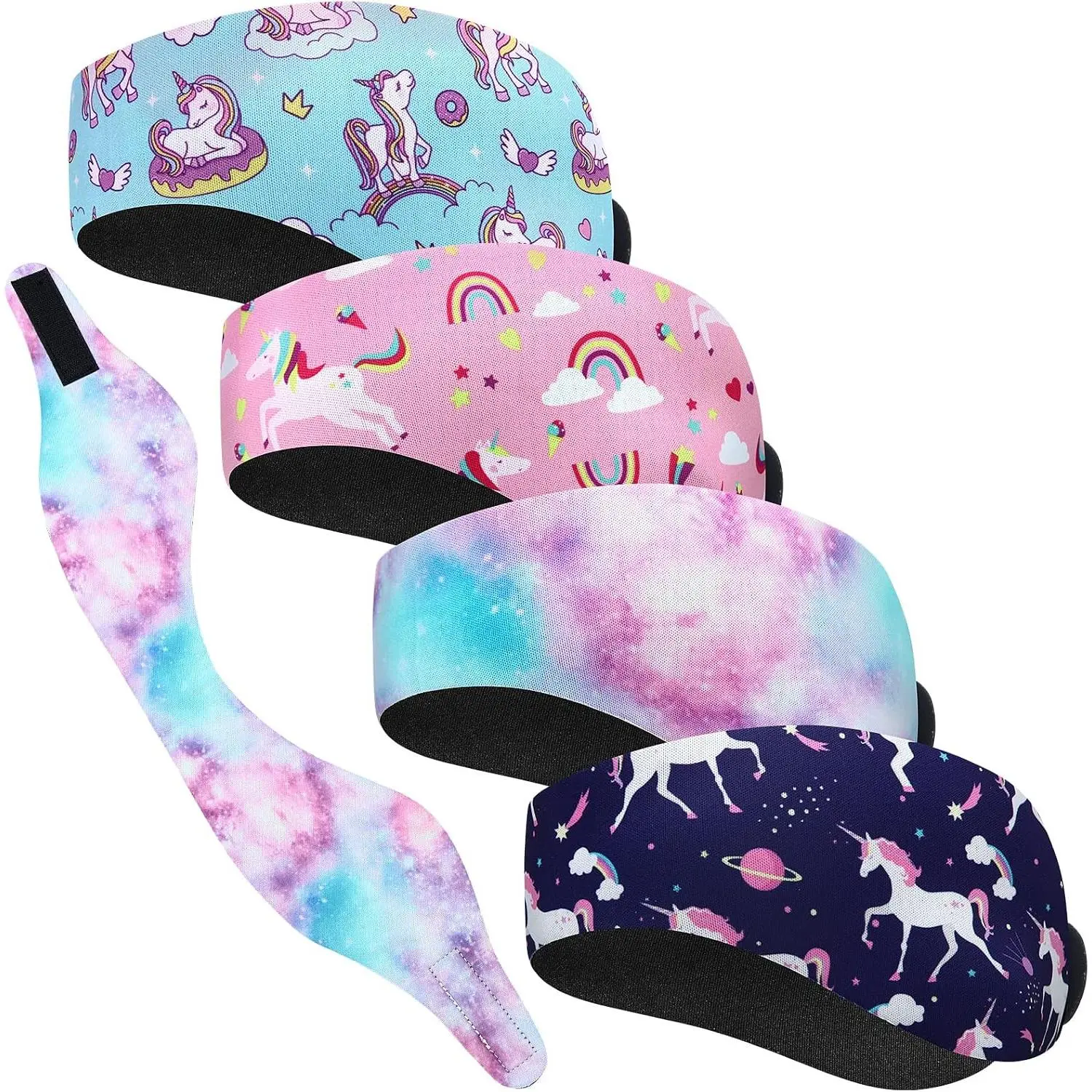 4 Pieces Swimming Headband Swimming Ear Band Adjustable Swim Headband Keeping Water Out Ear Protection for Kids Adults Surfing Bathing Kayaking (Unicorn Style)Gift.