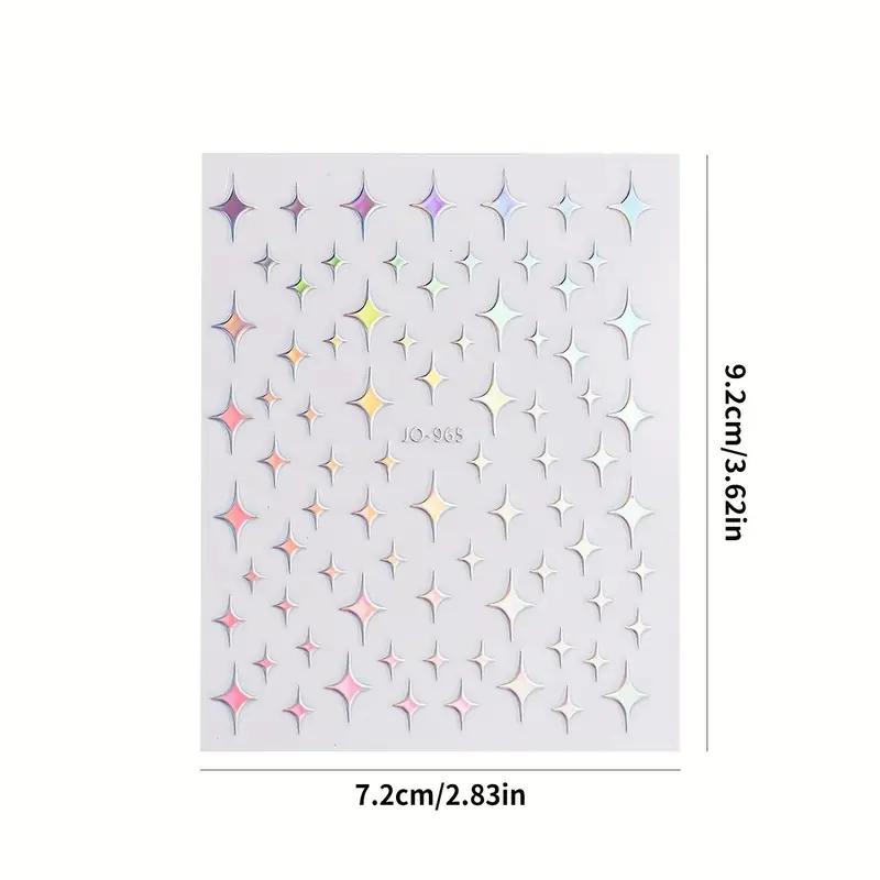 Aurora Nail Art Stickers Decals, 12pcs/bag Self-adhesive Nail Art Wraps, Glitter Star Heart Nail Supplies, Nail Art Design Decoration Accessories, Glitter Nails