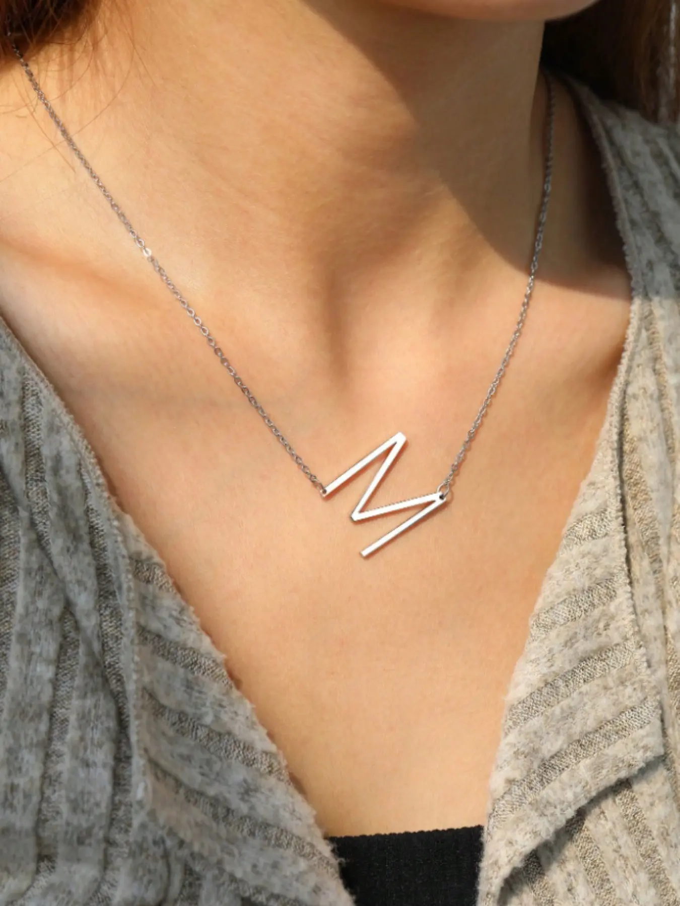 Women's Stainless Steel Necklace, Initial Pendant Chain, Dainty Initial Necklaces, 26 Letters Jewelry Gift, Elegant Fashion Accessory, All Seasons Casual Style