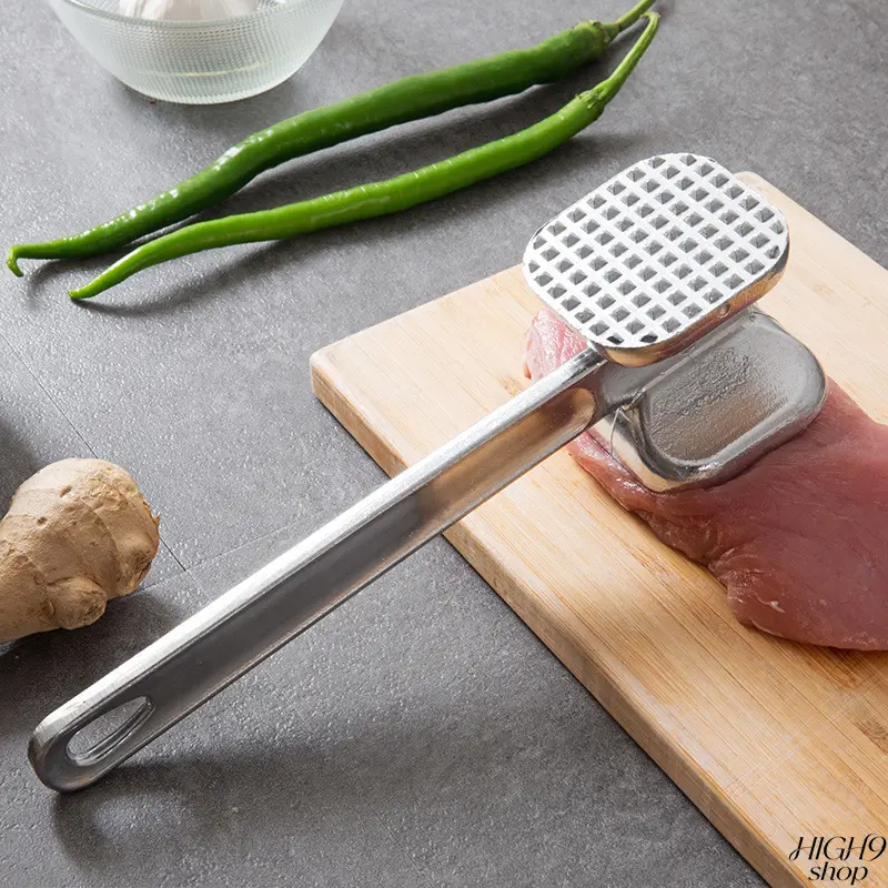 Aluminum Alloy Dual Sided Meat Tenderizer Hammer, Large Size Steak Mallet (9.45 Inch), Household Meat Pounder for Beef, Pork & Chicken