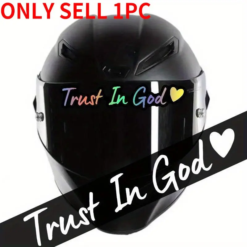 1PC Trust God Helmet DIY Decals, Custom Decal, Graphic Decal, English Design Motorcycle Motorbike Stickers for Helmet Lenses Locomotive Deflectors Electric Vehicle Side Panels Religious Style Waterproof High Adhesion Body Decorative Stickers