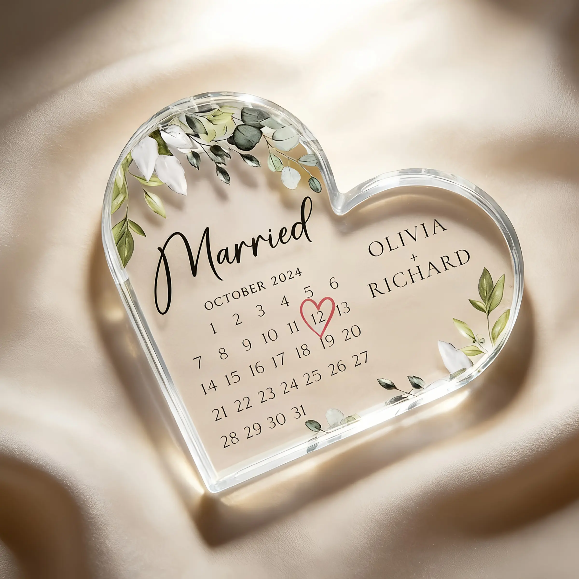 Personalized Wedding Gift, Acrylic Calendar Plaque, Couple Wedding Gift, Marriage Anniversary Souvenir, Unique Bridal Present