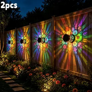 2pcs Solar Outdoor Wall Lights, Sunflower Projection Lanterns, Solar Wall Lamp, Iron Lattice Design, Garden & Patio Decor, Energy Efficient Lighting, Solar Illuminated
