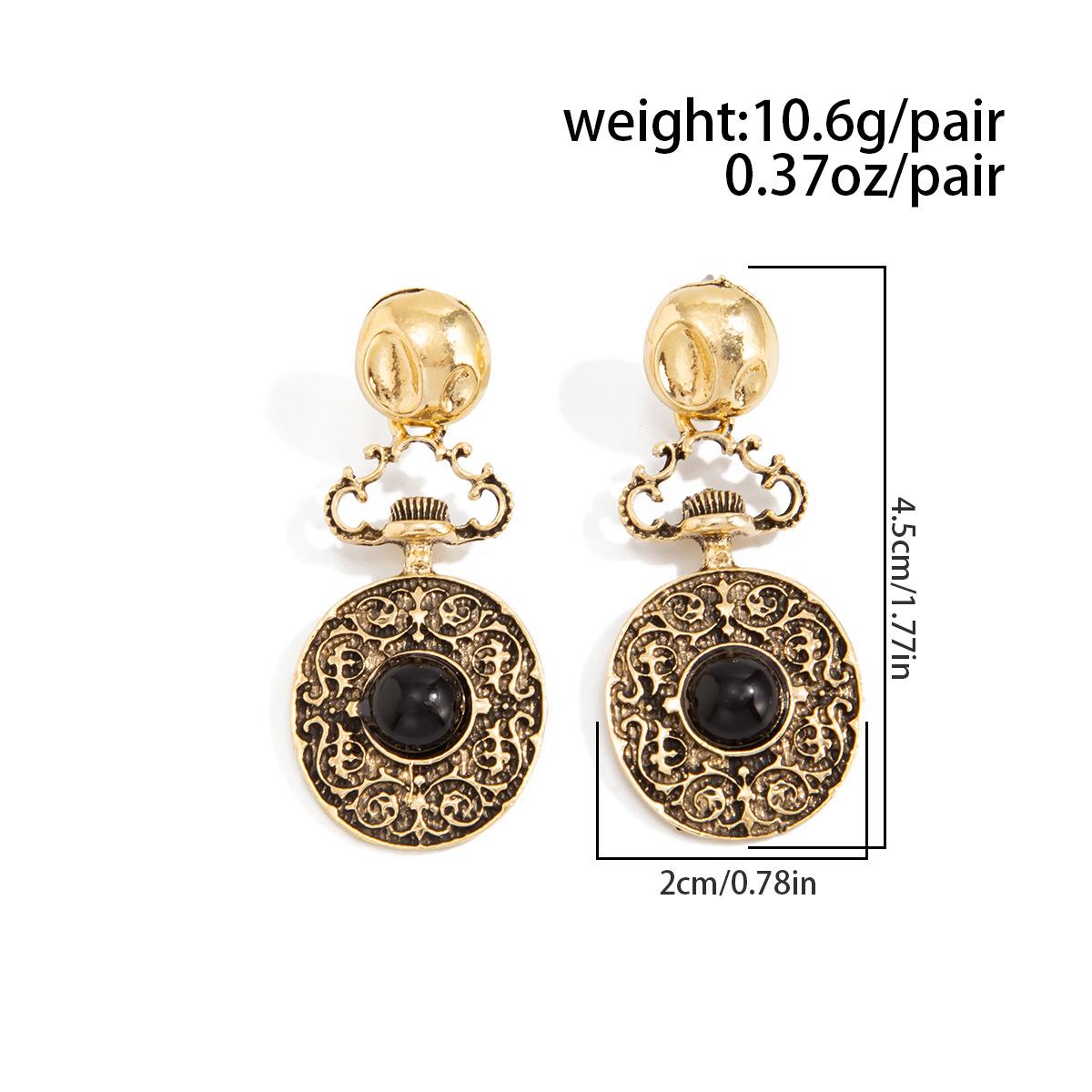 French Vintage Hollow Floral Disc Earrings – Fashionable Geometric Rhinestone Long Tassel Earrings