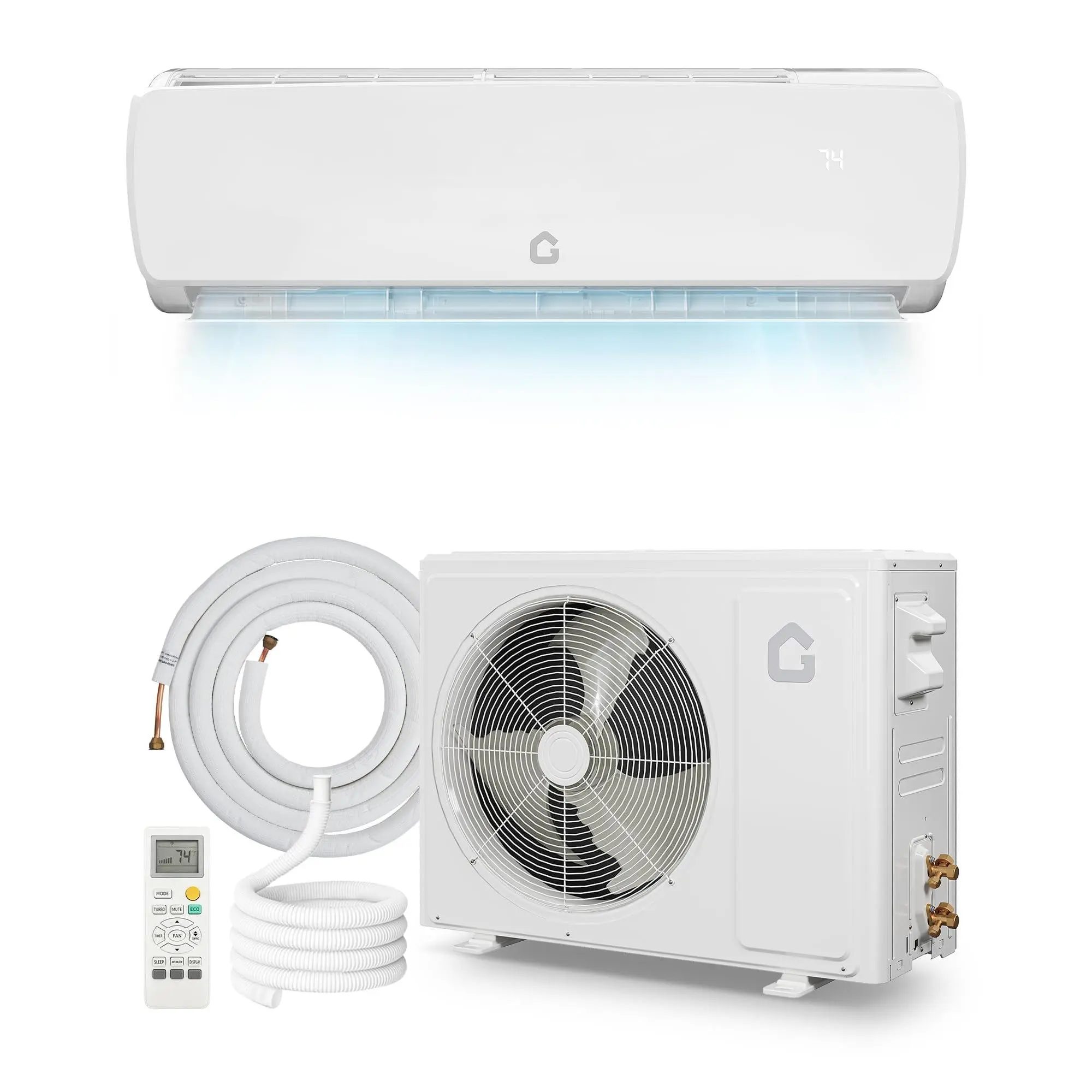 GARVEE 9000 BTU Ductless Mini Split Air Conditioner, 19 SEER2 Inverter Heat Pump System 230V R32 Refrigerant, 0.75 Ton Pre-Charged AC Unit Cools Up to 450 Sq.Ft, Ultra Quiet w/Remote Wi-Fi, Installation Kit