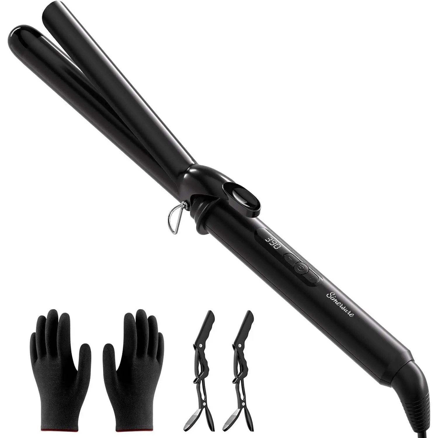 Curling Iron 1 Inch, Long Barrel Ceramic Hair Wand, Fast Heating Hair Curler with 12 Heat Settings with LED Display, Hair Curling Wand Styling and Lasting on All Hair Types, Dual Voltage for TravelGift