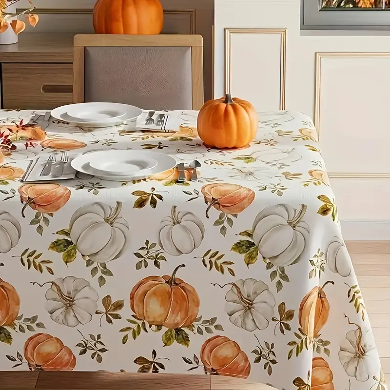 One tablecloth, featuring a design of autumn pumpkins and maple leaves, is perfect for Thanksgiving, harvest parties and daily use.