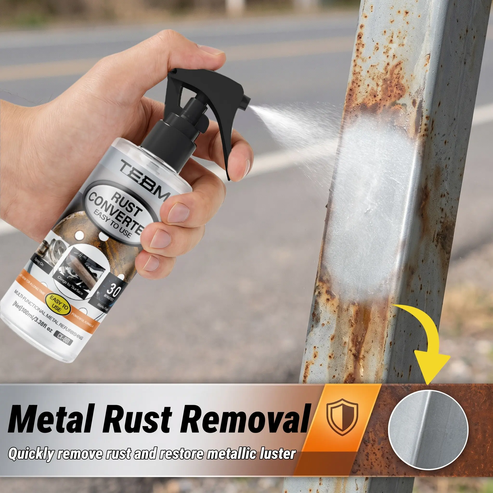 Fast-Acting Metal Rust Remover, Heavy-Duty Rust Dissolver, No Scrub, for Rusted Tools & Automotive Metal Parts