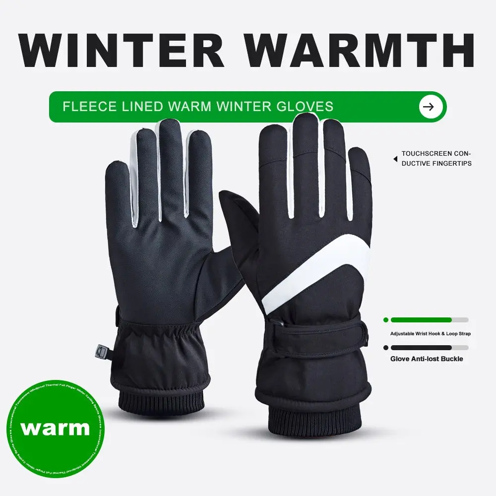 Men's Waterproof Ski Gloves, Snowboarding Gear, Winter Cycling Motorcycle Windproof Warm Gloves, Women's Thickened Fleece Riding Gloves, Cold Weather Gear