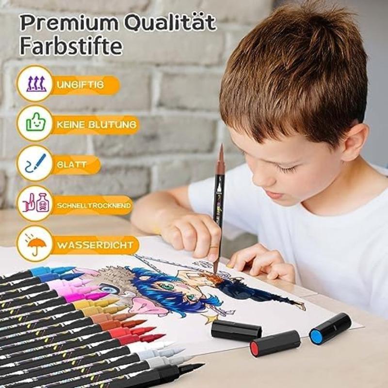 72 Colors Acrylic Paint Marker Pen Set, 1 Set Double-ended Acrylic Paint Marker Pen, Art Drawing Supplies for DIY Rock, Wood, Canvas, Stone, Ceramic, Acrylic Drawing Markers