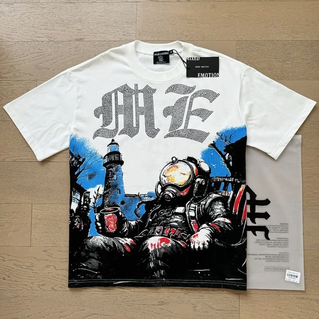 Mixed Emotion Rhinestone Cropped Sports Tee, Vintage Washed Pure Cotton T-Shirt for Streetwear, Oversized Y2K Hip Hop T-Shirts Loose Fit Crew Neck Short Sleeve Summer Top