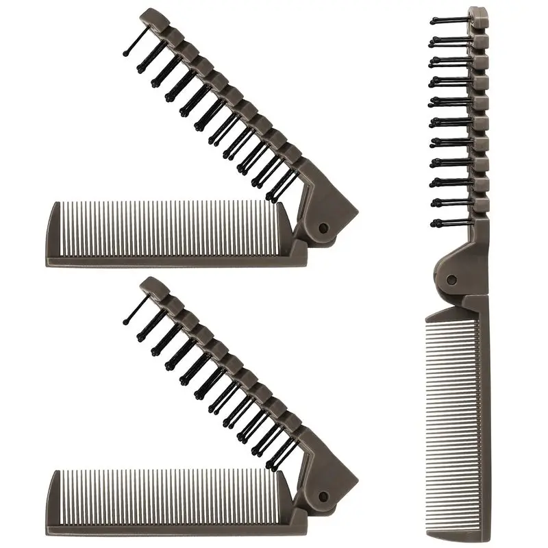 3-piece set of foldable double-headed combs, 17g portable coffee-colored comb |   17 grams lightweight and anti-static, double-headed comb for massage, folds to only 4.3 inches, convenient for travel: beauty and personal care