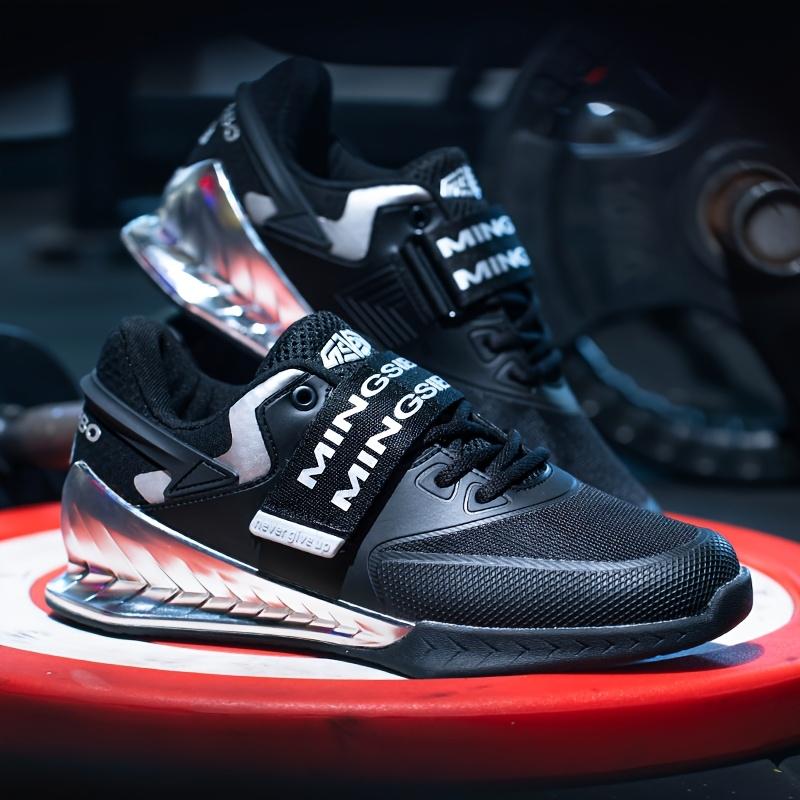 Professional weightlifting shoes crafted for heavy-duty lifting and high-intensity functional training, featuring sturdy anti-slip rubber soles that deliver excellent stability for men’s deep squat movements.