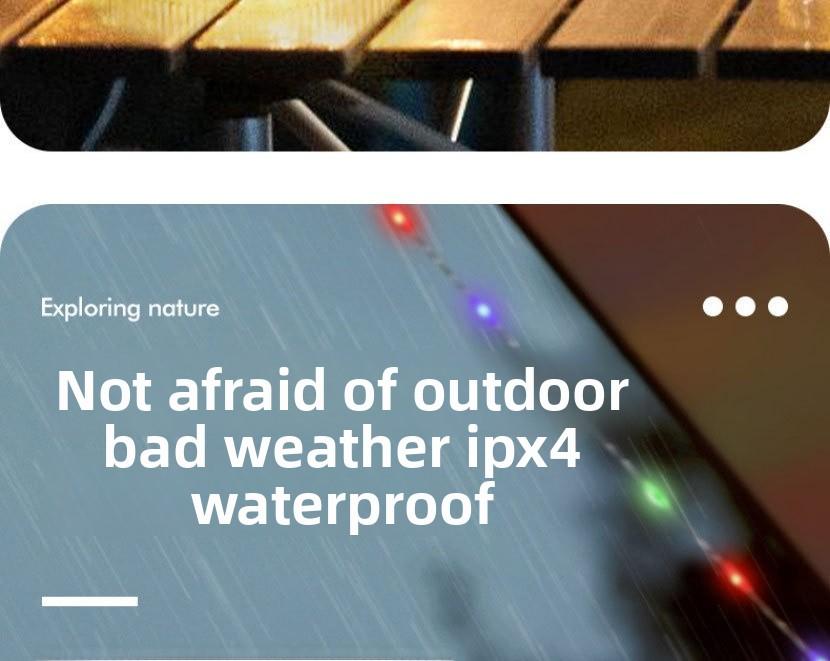 Outdoor Camping String Lights Warm White LED Fairy Lights with Ruler Design Windproof Rope Lantern for Tent Decoration Festival Party Night Lighting