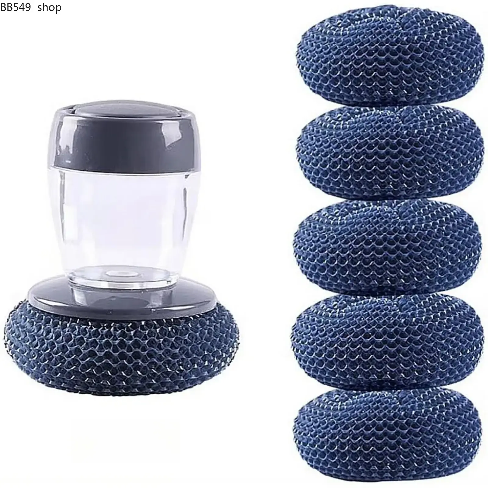 Automatic Soap Dispensing Dish Brush, Compact Palm Scrubber with Soap On Demand, Refillable Kitchen Cleaning Brush for Dishes, Pots, Pans, Sink, Camping & Daily Cleaning