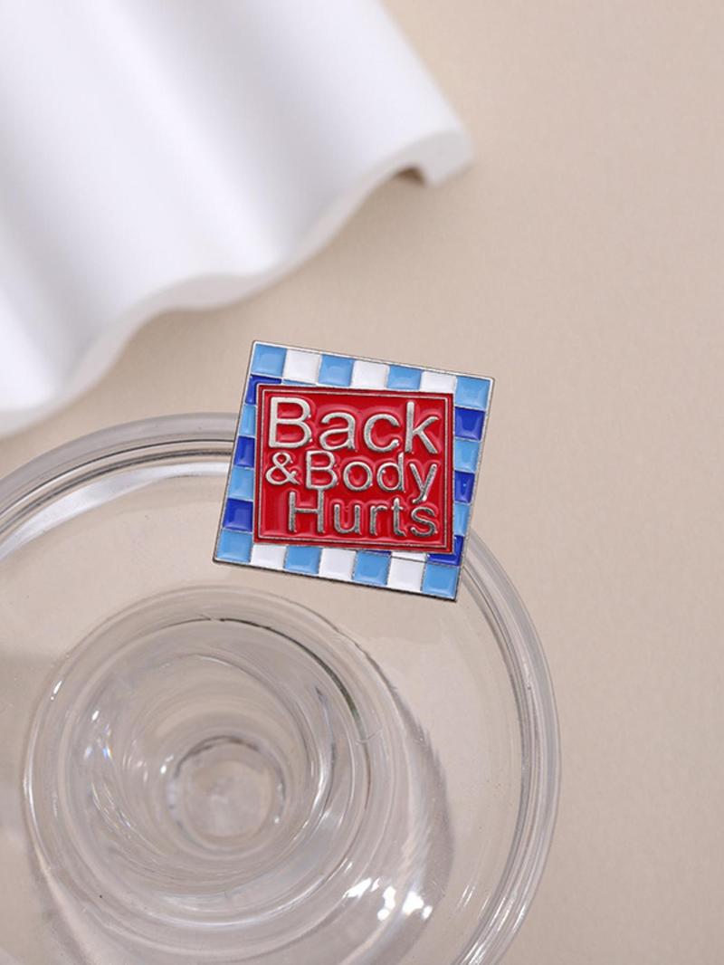 Letter Design Brooch, Fashion Plaid Pattern Alloy Badge for Daily Clothing Decor, Enamel Pin Suitable for Backpacks, Jeans, Scarves, Hats Decoration Fixed Buckle, Casual Alloy Accessory for Men & Women