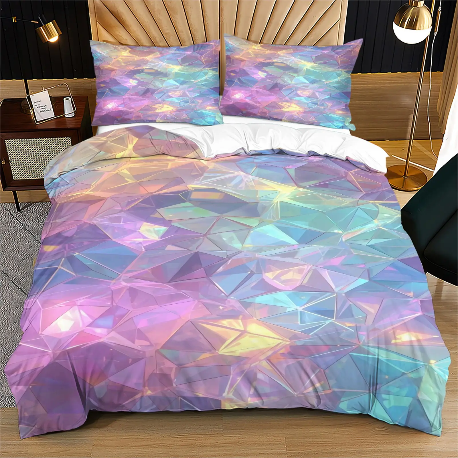 Colorful printed pattern durable bedding duvet cover set, including 1 duvet cover and 1 or 2 pillowcases, without a core or pillow, suitable for children or adults as gifts, modern style fashionable bedroom bed decoration