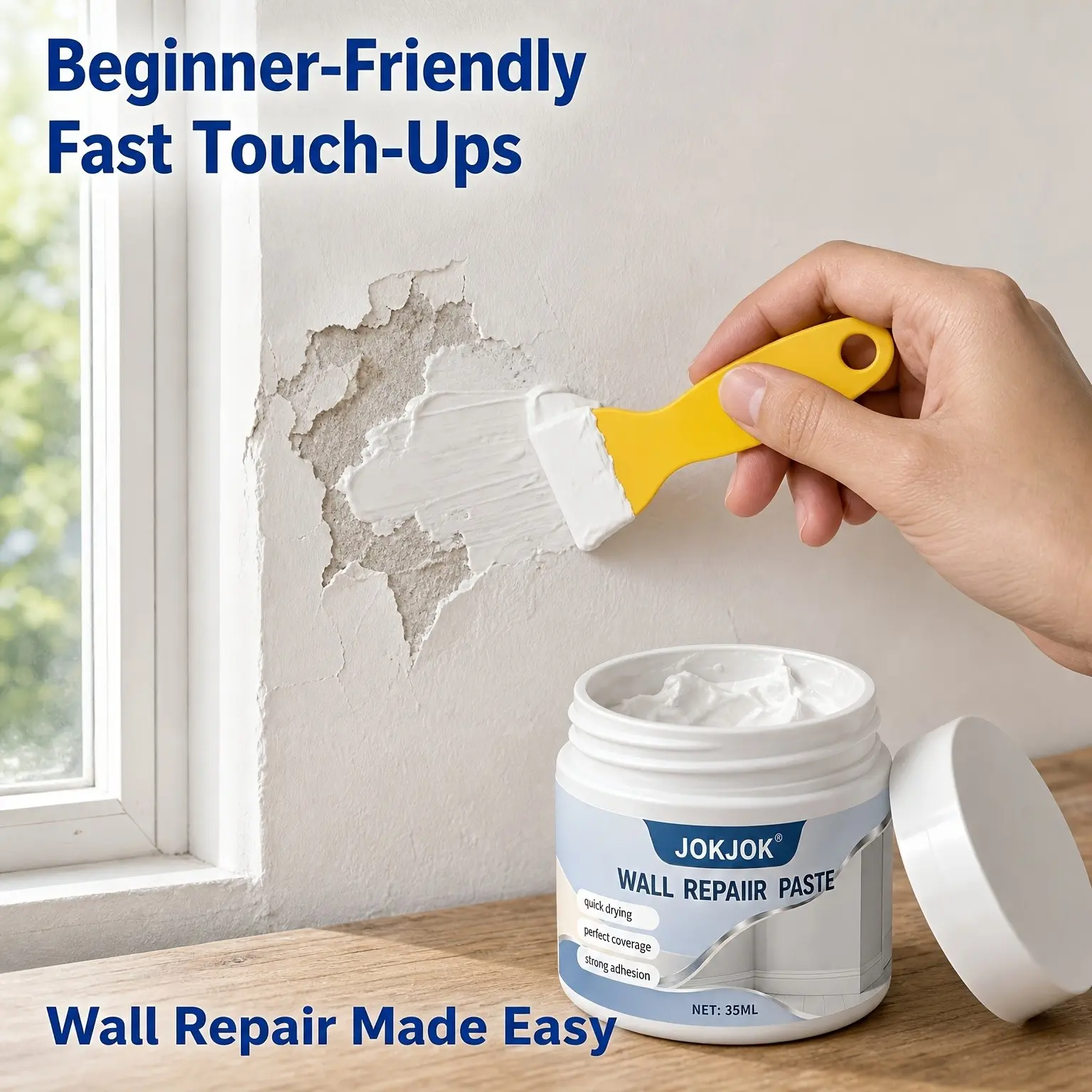 Wall Repair Putty for Door Window Frames Wall Edges Drywall Joint Compound Crack-Resistant Sand-Free Quick Repair Peeling Drywall Cracks Nail Holes