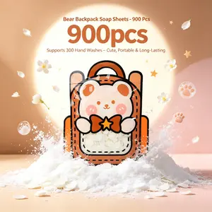 Viral Bear School Bag Soap Sheets 900pcs, Fresh Scented Paper Soap for Travel, Cute Bathroom Decor, 300+ Washes, Birthday Gift for Teens