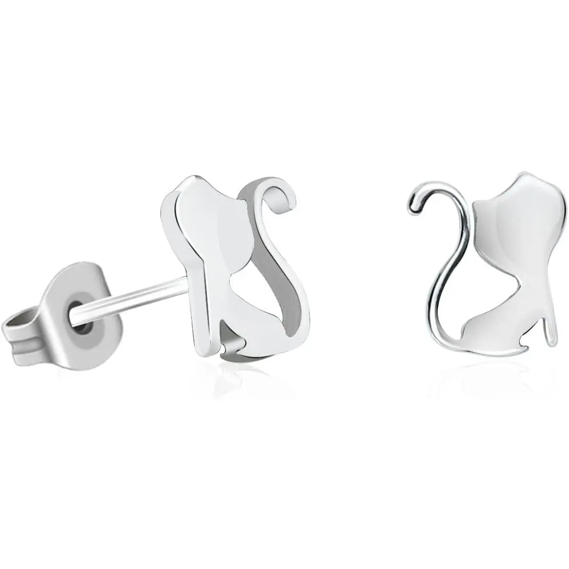 TGNEL Small Animal Titanium Earrings for Women, Lovely Cat/Dinosaur/Elephant/Paw/Dolphin Hypoallergenic Earrings for Sensitive Ears