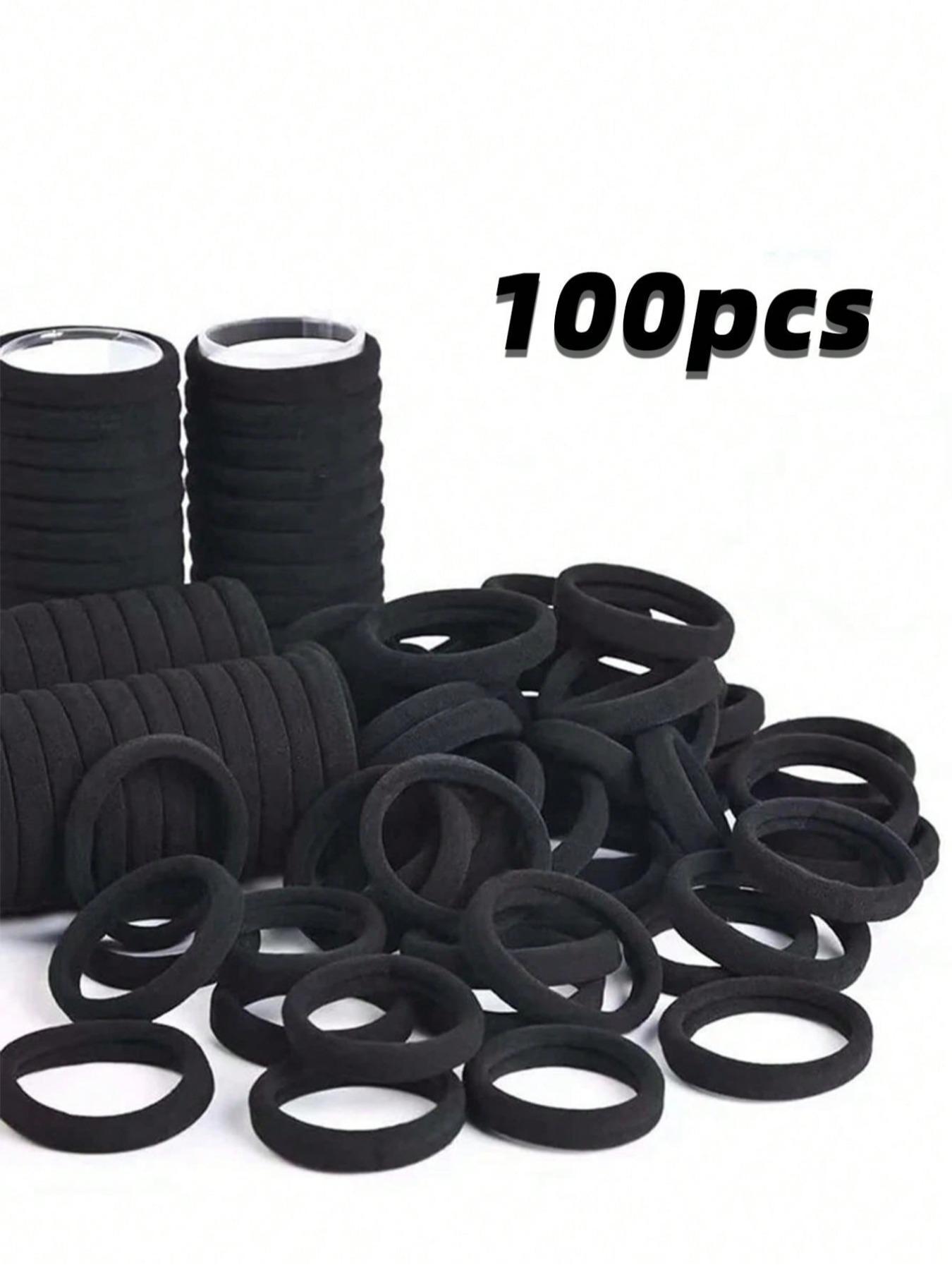 100pcs Women's Black, Fashionable Simple, High Elasticity Thick Hair Scrunchies, Suitable For Everyday Use And Gift Giving Hair Ties Ponytail Holders Hair Elastics Hair Rope Sports Hair Band