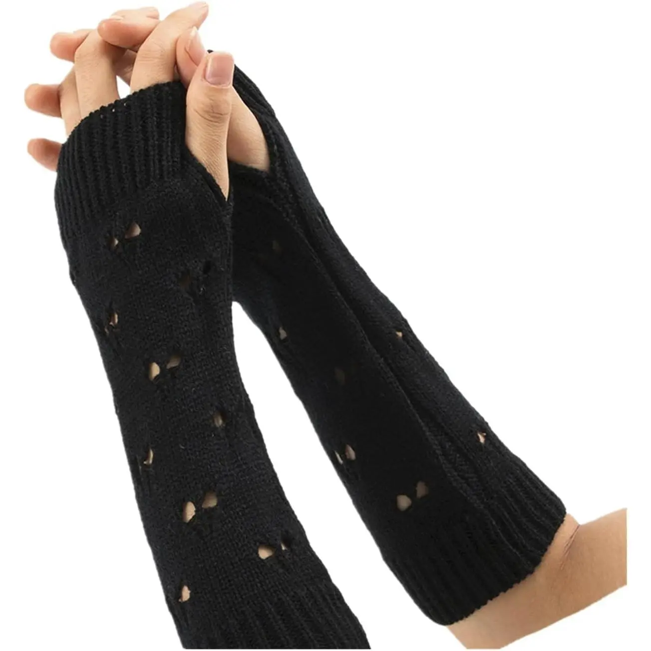 Fairy Grunge Gloves Alt Emo Goth Accessories Fingerless Ripped Long Sleeve Arm Warmers Y2k Gyaru Arm Sleeve Harajuku