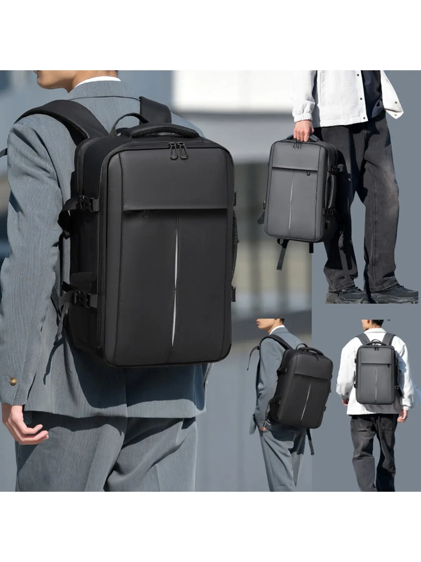 Expandable 15.6-Inch Laptop Backpack, Business Travel Bag, Large Capacity Multi-Compartment Daily Use Shoulder Bag, Unisex, Multifunctional Travel Backpack