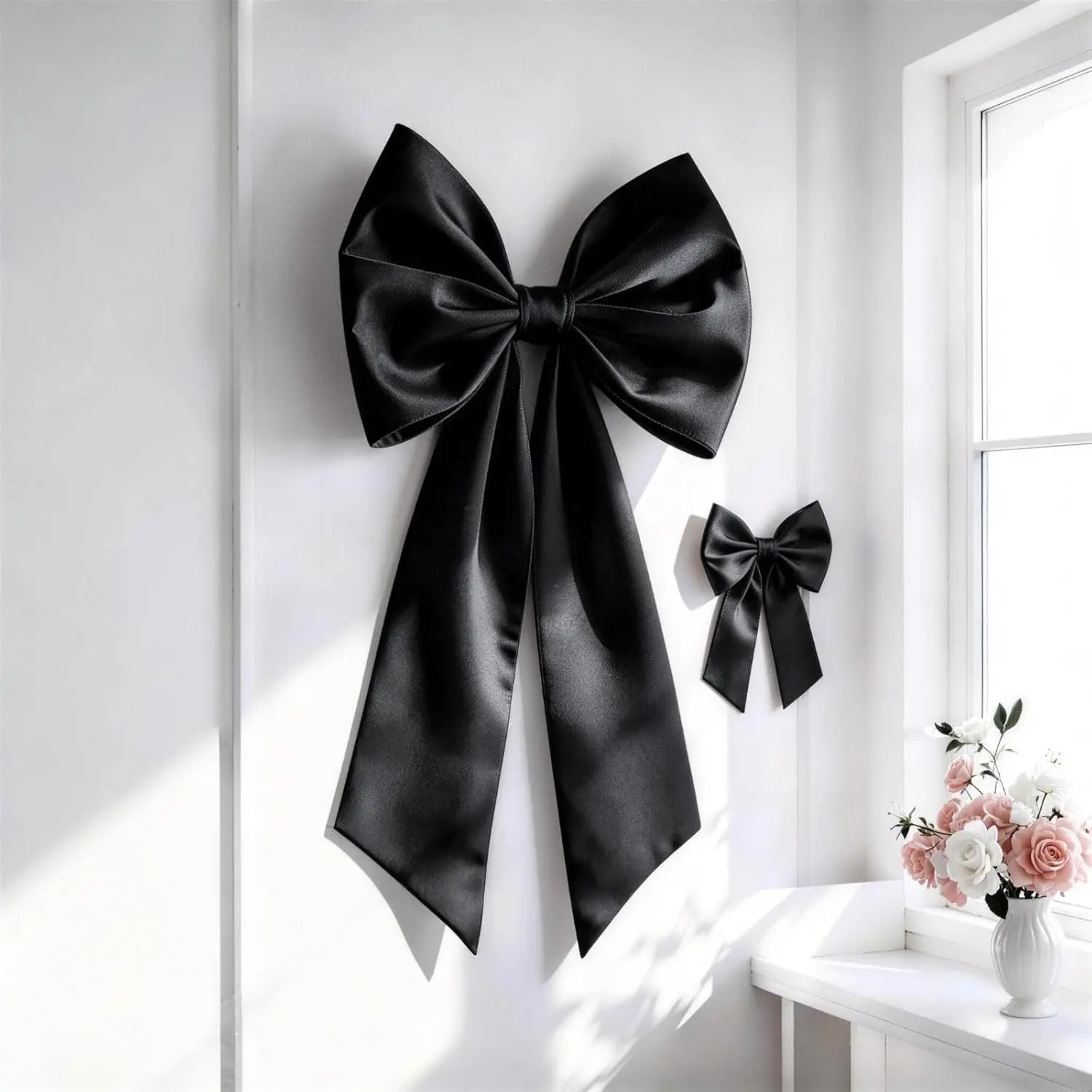 2 Pack Large & Small Black Coquette Room Backdrop Wall Decor for Valentine's Day Bachelorette Bridal Shower Wedding Birthday Christmas Decorations