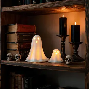 Ceramic Ghost Halloween Home Appliances Funky Home Decor Light Up Ghost Figurine Night Lamp Teen Room Decor Party Supplies Alien Statue Night Light Household Appliance Parts