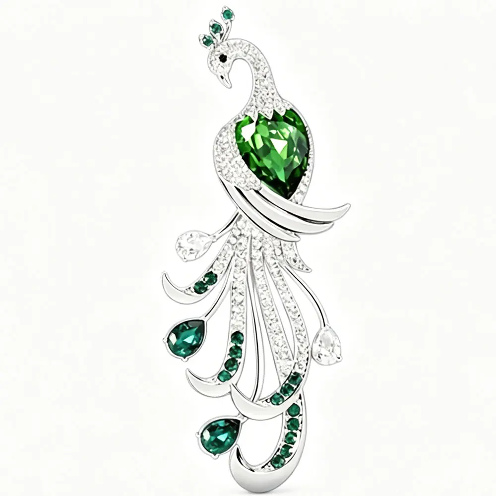 Luxury Full Crystal Shining Boutique Peacock Pin Brooch Accessories for Women Men Elegant Rhinestone Badges Brooches