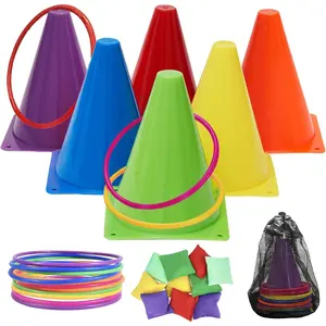 Carnival Games Combo Set 3 in 1, 31PCS Soft Plastic Cones Bean Bags Ring Toss Game with Carrying Bag, Gift for Outdoor Birthday Party/Xmasfidget toys